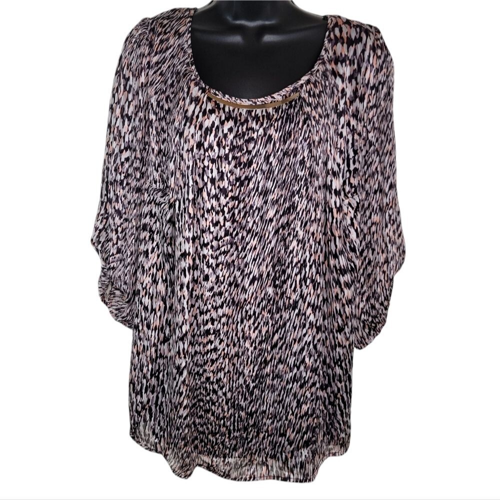 Roz & Ali Plus Size Dressy Chiffon Blouse Top 2x